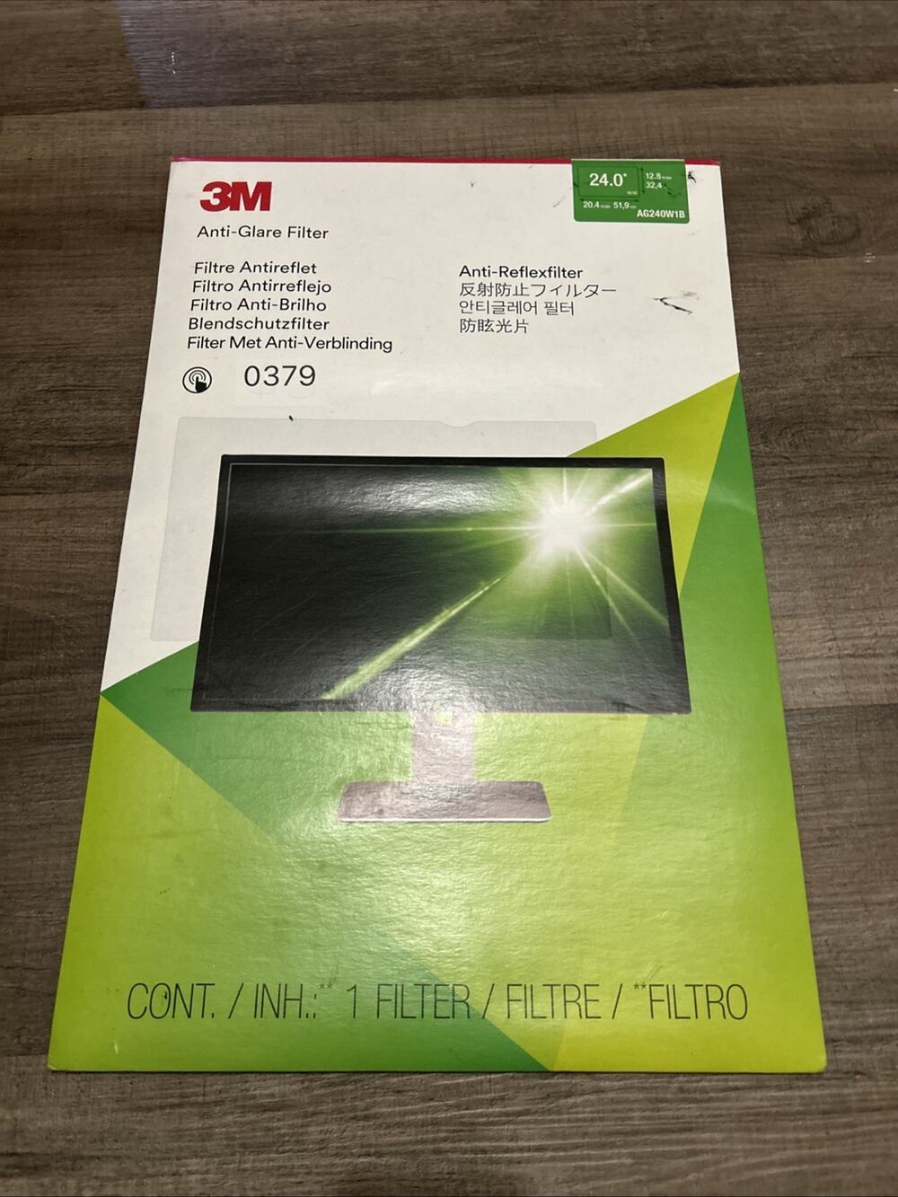 3M Anti-glare Filter f/24" Wide-screens 16:10 Clear AG240W1B- NEW and UNUSED